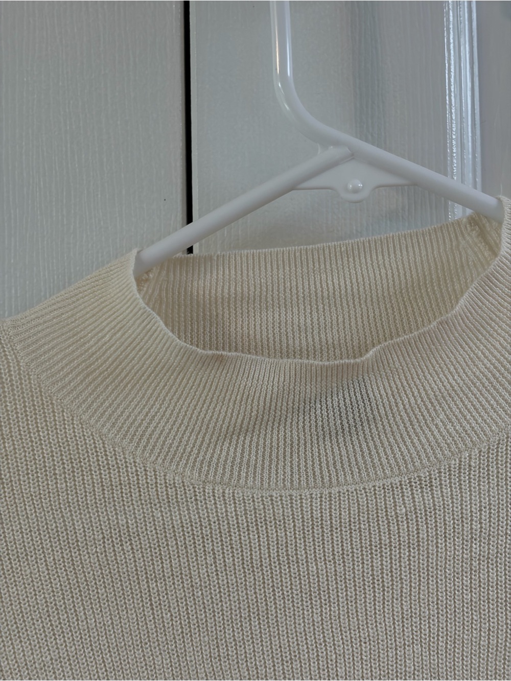 Eileen Fisher Ivory Cotton/Linen Blend Cropped Boxy Mock Neck Top Size S - Picture 4 of 9